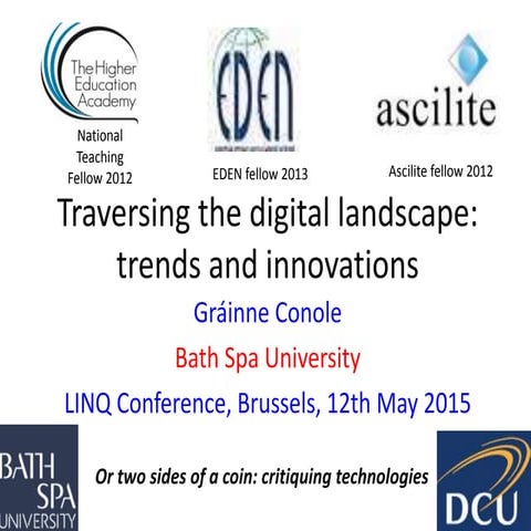 Conole plenary LINQ Conference Brussels 12 May 2015