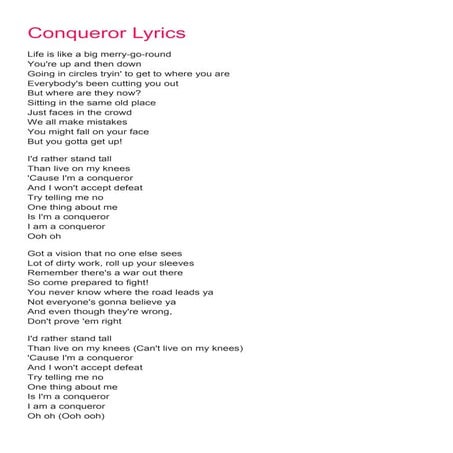 Conqueror lyrics
