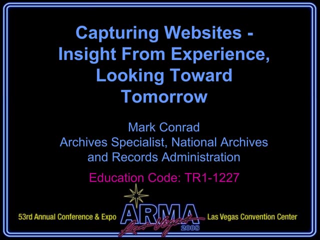 Conrad Capturing Websites