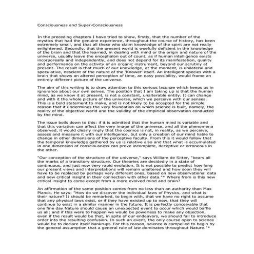 Consciousness and super consciousness