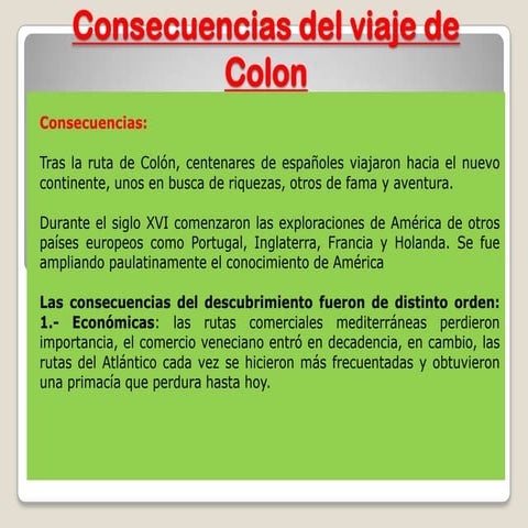 Consecuencias del viaje de colon