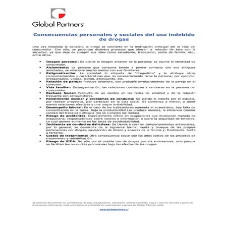 Consecuencias personales y sociales del uso de drogas