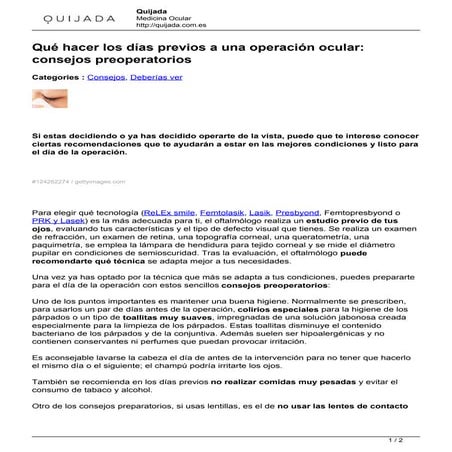 Consejos preoperatorios