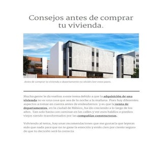 Consejos antes de comprar tu vivienda
