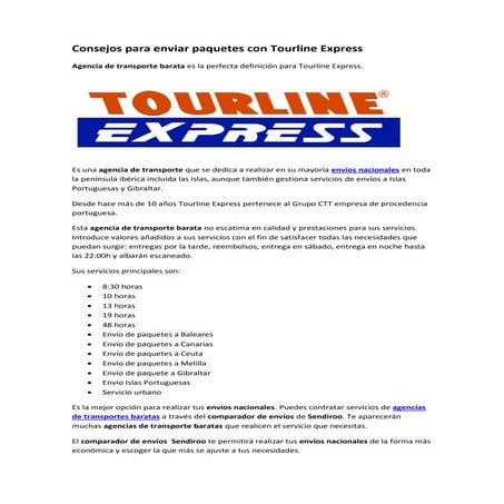 Consejos para enviar paquetes con tourline express | PDF