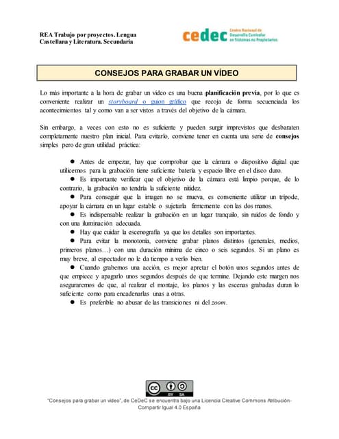 Consejos para grabar un vídeo