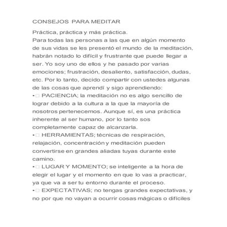 Consejos  para meditar