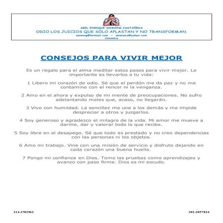 Consejos para vivir mejor | DOCX
