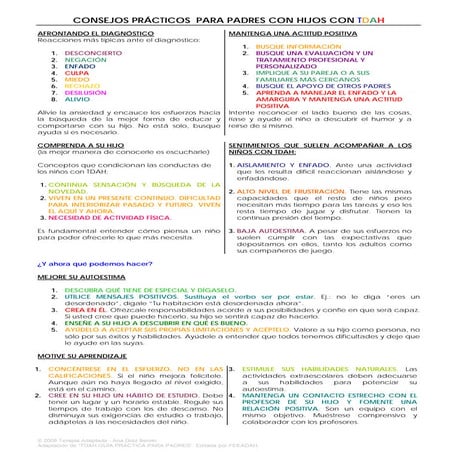 Consejos practicos para padres con hijos con tdah