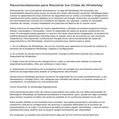 Recomendaciones para Recobrar tus Chats de WhatsApp