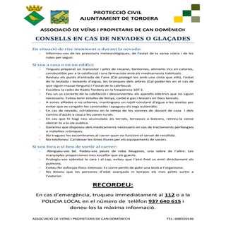 Consells en cas de nevades o glaçad...