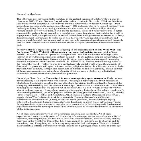 Consensys update from joe lubin