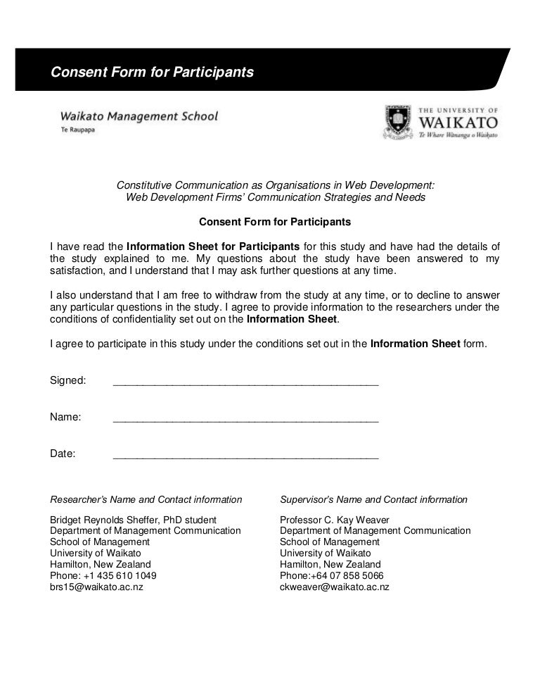 Consent Form For Participants