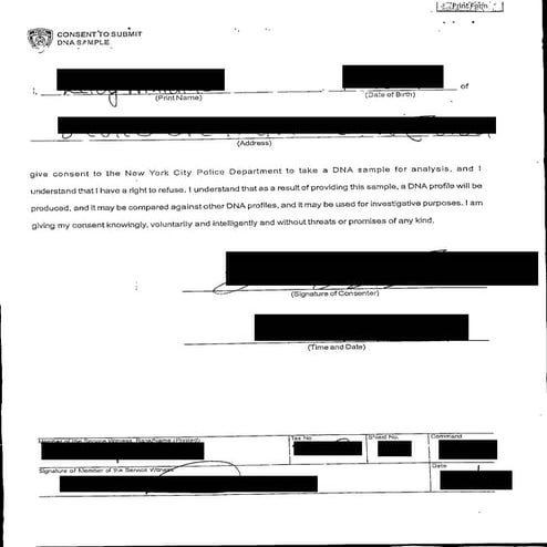 NYPD Consent for DNA Sample | PDF