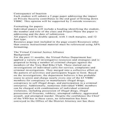 Consequence of Inaction Each student will submit a 2 page paper ad.docx