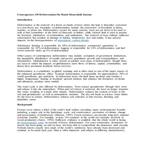 Consequences Of Deforestation On Rural Household Income.docx