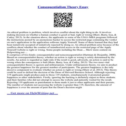 Consequentialism Theory Essay