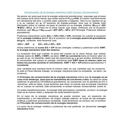 Principio de Conservación de la Energía Mecánica (TEÓRICO)