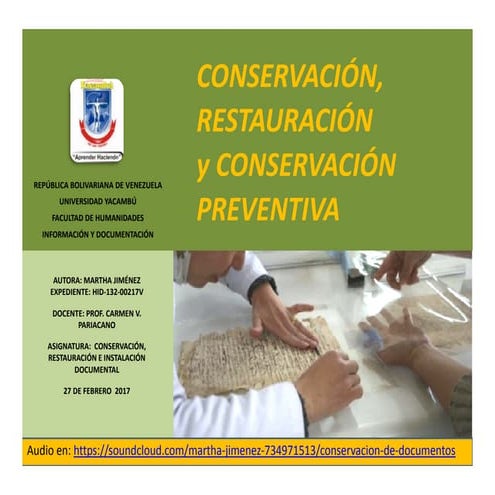 Conservación, restauración y preservación PPT