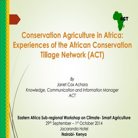 Conservation Agriculture a sustainable practice for africa’s ...