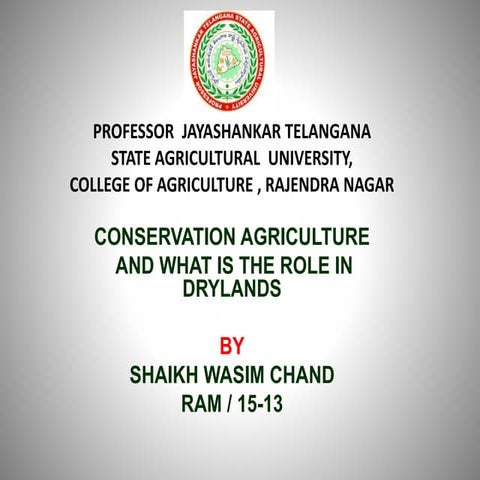 Conservation agriculture &amp; what is the role in dryland