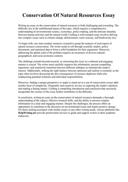 Conservation Of Natural Resources Essay Pdf Conservation Of Natural Resources Essay Pdf