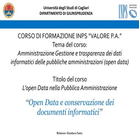 Open Data e conservazione dei documenti informatici