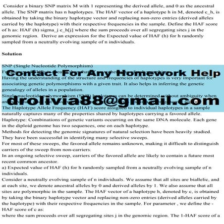 Consider a binary SNP matrix M with 1 representing the derived allele.pdf