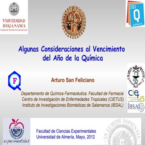 Algunas consideraciones sobre el vencimiento del año de la Química