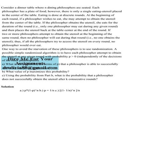 Consider a dinner table where n dining philosophers are seated. Each.pdf