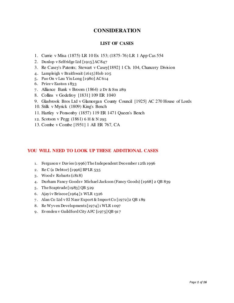 Consideration Case Law