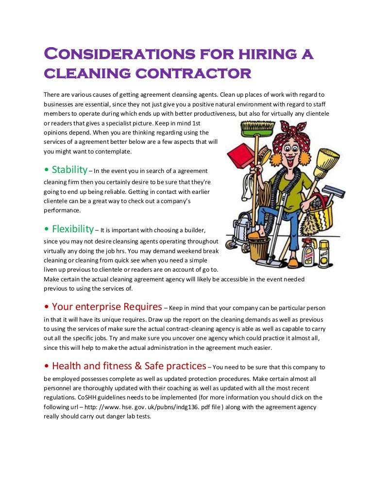Considerations for hiring a cleaning contractor