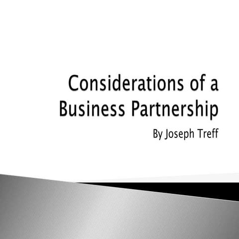 Considerations of a Business Partnership
