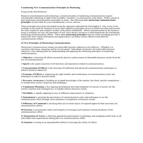 Considering New Principles Of Marketing Communications 103009