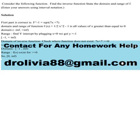 Consider the following function.  Find the inverse function State the.pdf