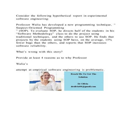 Consider the following hypothetical report in experimental software | PDF