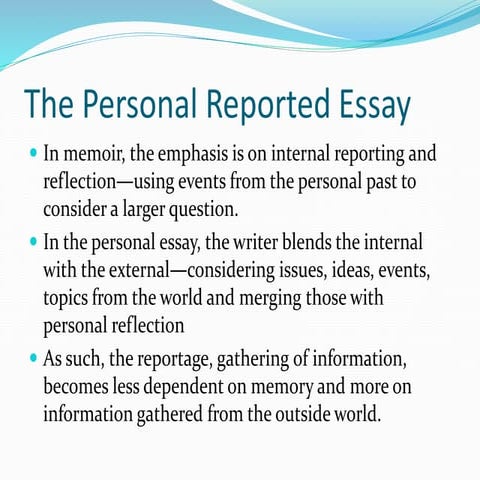 Personal Reported Essay CNF 2016