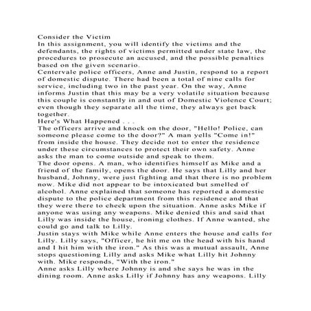 Consider the VictimIn this assignment, you will identify the victi.docx