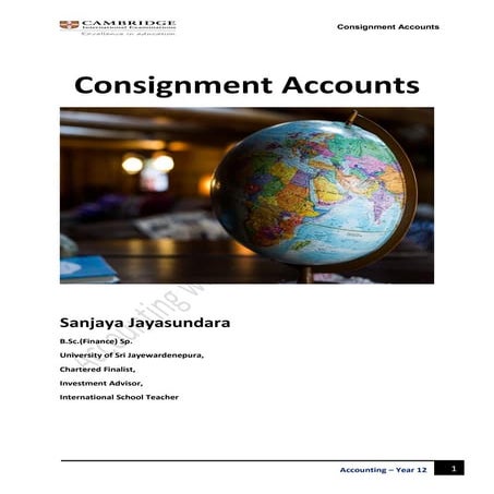 Consignment Accounts