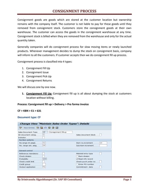 Consignment process