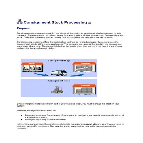 Consignment stock processing