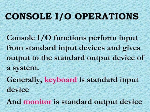 Console Io Operations
