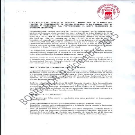 Consolidacion empleo 9 -12-15 borrador presentado por correos   cgt correos 0001