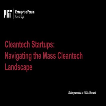 Cleantech Startups: Navigating the Massachusetts Cleantech Landscape