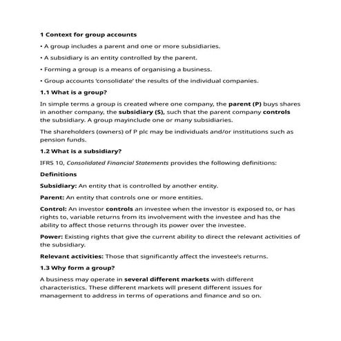 consolidation for group accounts ifrs and studies | DOCX