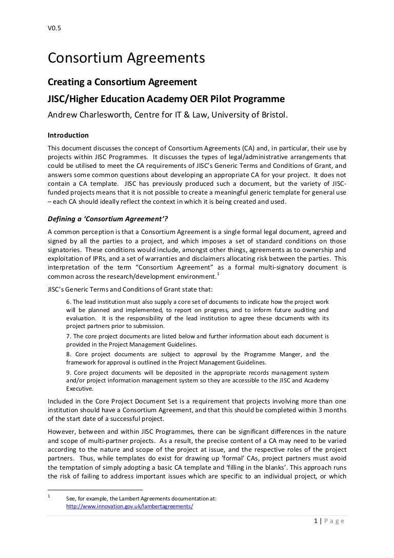 consortium agreement template land contract template