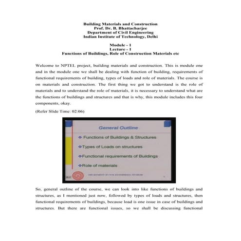 Functions of Buildings for Construction Materials | PDF