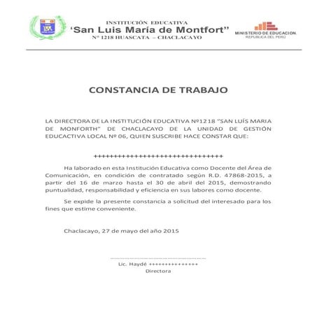 Constancia de trabajo san luis maria de monforth-mod
