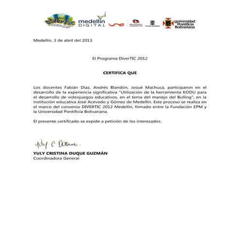 Constancia kodu y diverTIC