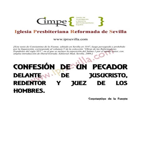 Constantino de la Fuente Confesion de un Pecador